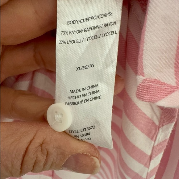 Beach Lunch Lounge Pink Stripe Popover Blouse Size Xl - Picture 5 of 5